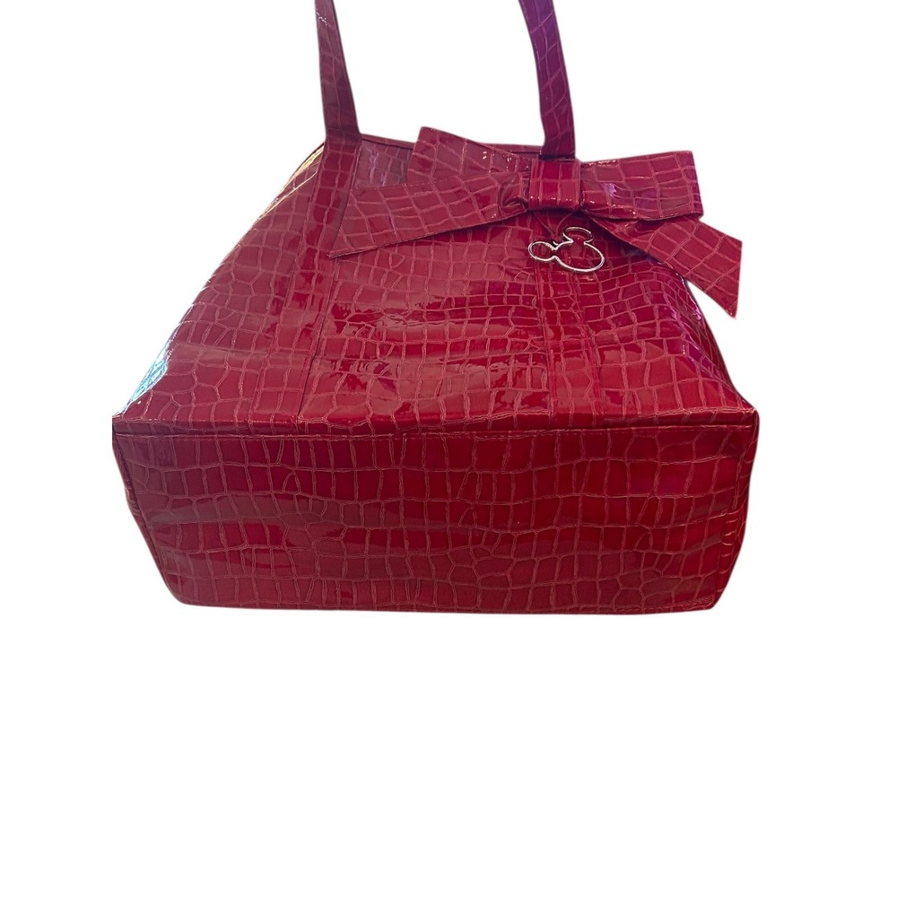 Disney Deep Pink Crocodile Embossed Tote Bag with Mickey Mouse Bow - Picture 2 of 6